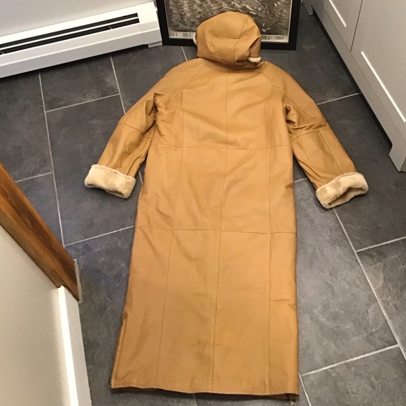 Vintage Fitz Wright Womens Leather Trench Coat Size S Hooded Maxi Penny Lane - Picture 8 of 16